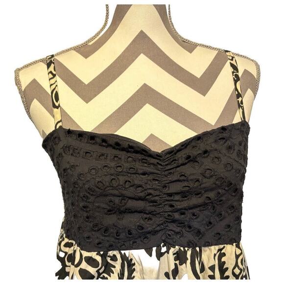 King Kong Black White Sundress Maxi Layers Italy Cotton Adjustable Straps Lace M - Picture 4 of 12